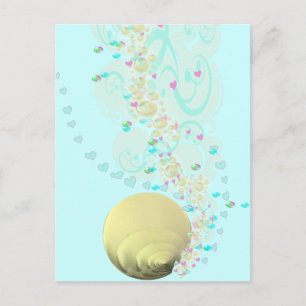 SeaShells Beach Destination Aqua Pink Postcard