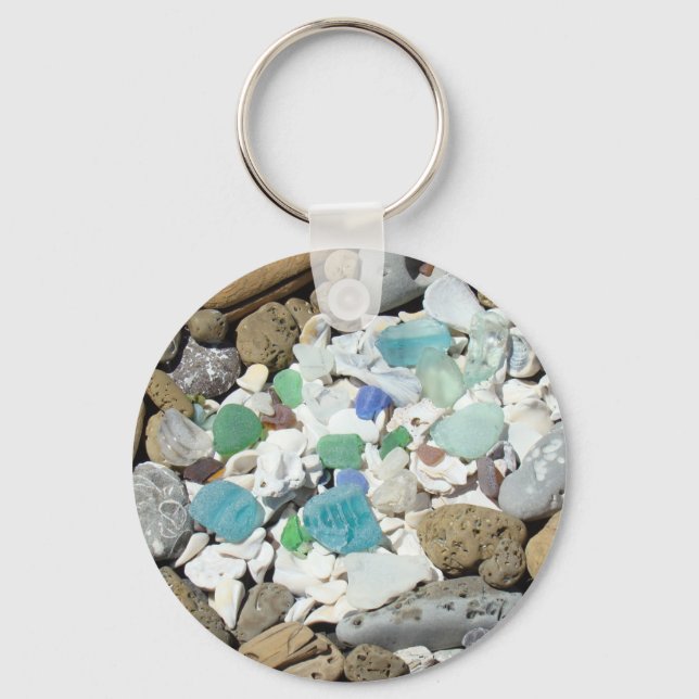 Seashells Beach Ocean Coastal keychains Sea Glass (Front)