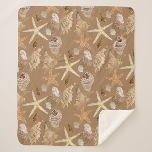 Seashells Beach Sea Shore Ocean Sherpa Blanket (Front)