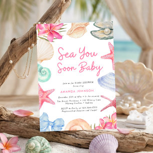  Seashells Beach Sea you soon Baby Shower  Invitation
