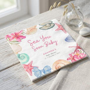 Seashells Beach Sea you soon Baby Shower Napkin