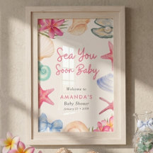 Seashells Beach Sea you soon Baby Shower