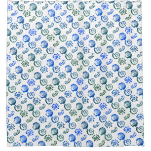 Seashells -  Beach Symbols Pattern Shower Curtain