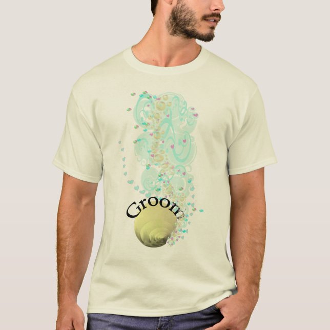 SeaShells Beach Wedding - Groom's T-shirt (Front)