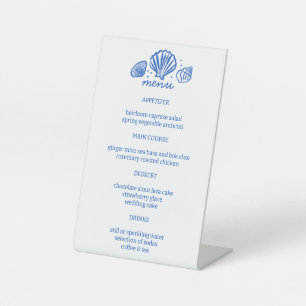 Seashells Beach Wedding Menu CUSTOM Party  Pedestal Sign