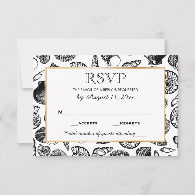 Seashells Beach Wedding Response RSVP (Front)