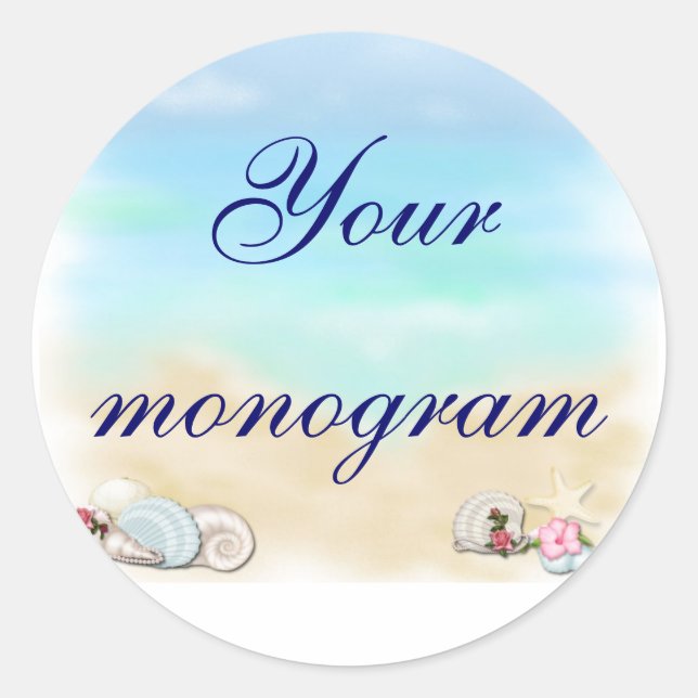 Seashells Beach Wedding Theme Envelope Seals Label (Front)