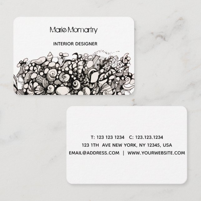 Seashells Black and white Business Card (Front/Back)