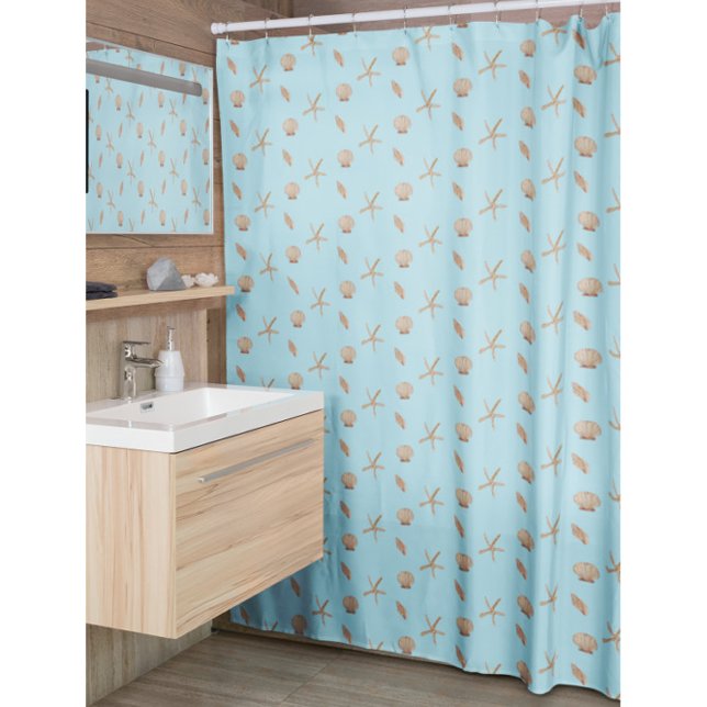 Seashells Blue Shower Curtain (Creator Uploaded)