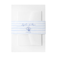 Seashells blue wavy border beach wedding