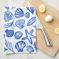 Seashells Blue & White Pattern Beach Shells Chic