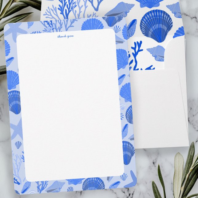 Seashells Bridal Shower Elegant Blue Beach CUSTOM Thank You Card (Seashells Bridal Shower Elegant Blue Beach CUSTOM Thank You Card
)