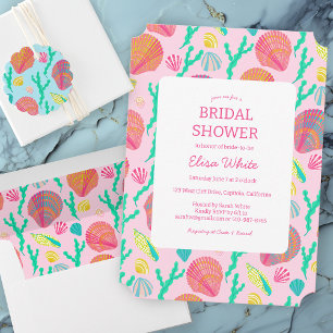 Seashells Bridal Shower Elegant Feminine CUSTOM Invitation
