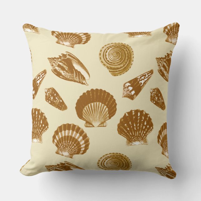 Seashells - Brown on a beige background Cushion (Front)