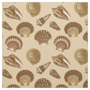 Seashells - Brown on a beige background Fabric
