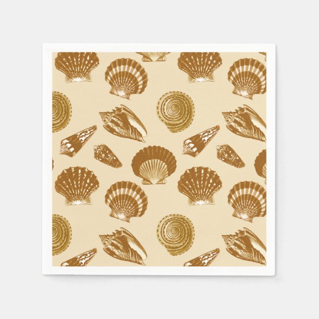 Seashells - Brown on a beige background Napkin (Front)