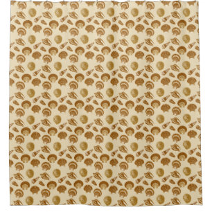 Seashells - Brown on a beige background Shower Curtain