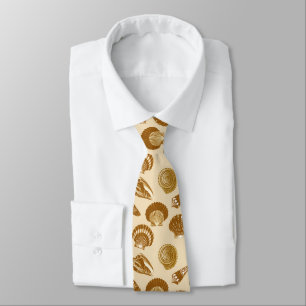 Seashells - Brown on a beige background Tie