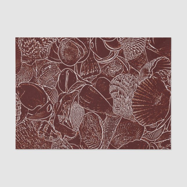 Seashells Brown White Earth Tone Ocean Beach Tissue Paper (Front)