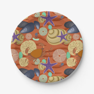 Seashells By The Red Shore Paper Plate