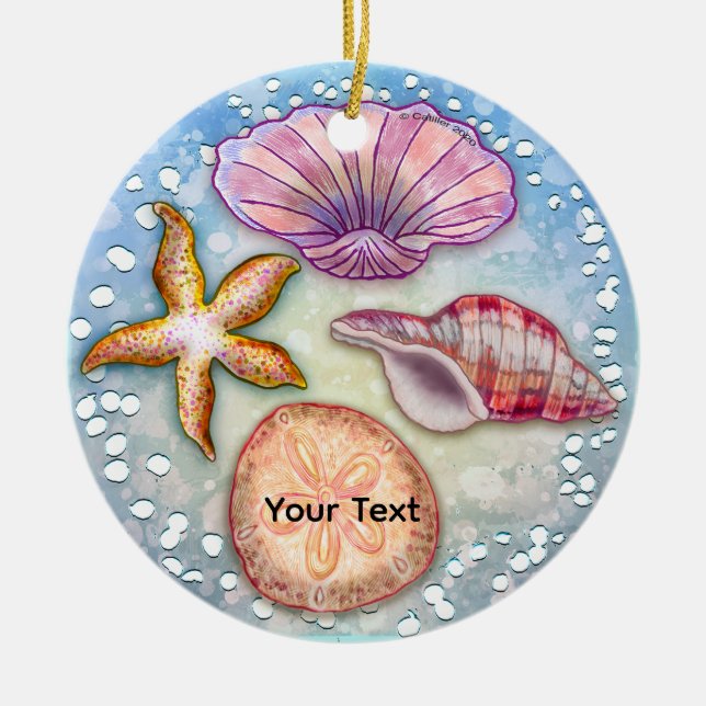 Seashells Ceramic Tree Decoration (Front)