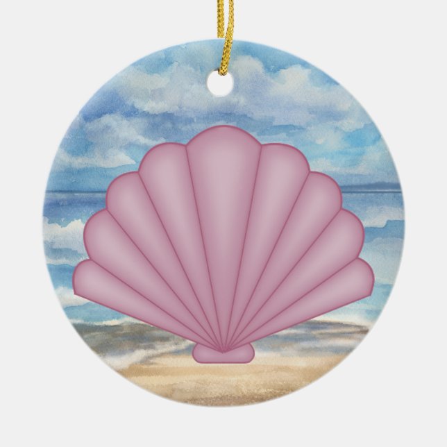 Seashells Ceramic Tree Decoration (Front)