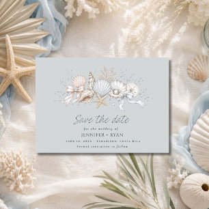 Seashells Coastal Beach Wedding Photo Save The Date