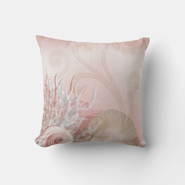 Seashells & Coral Beach Decor | pink Cushion (Front)