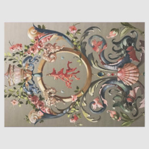 SEASHELLS,CORALS,DOLPHINS,ANTIQUE FLORAL SWIRLS TISSUE PAPER