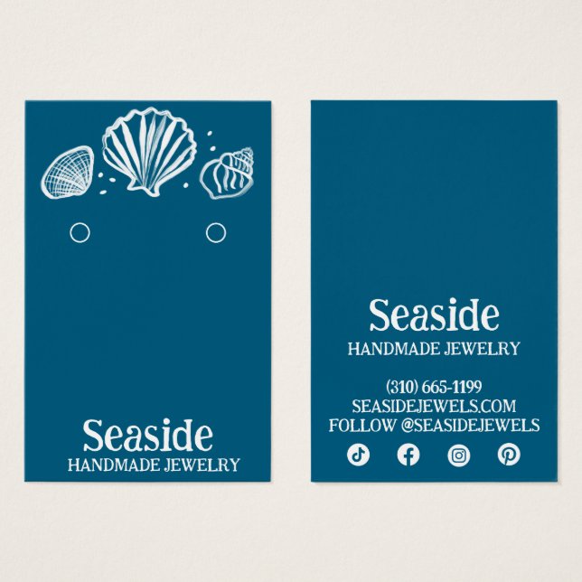 SEASHELLS Earring Necklace Jewellery Display Card (Front & Back)