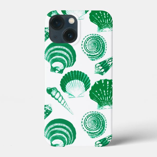 Seashells - emerald green on a white background Case-Mate iPhone case (Back)