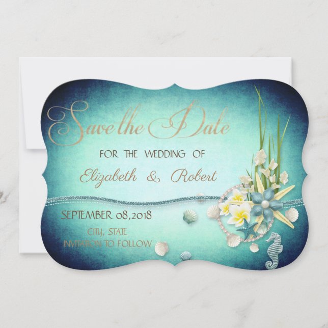 Seashells,Flowers  Save The Date (Front)