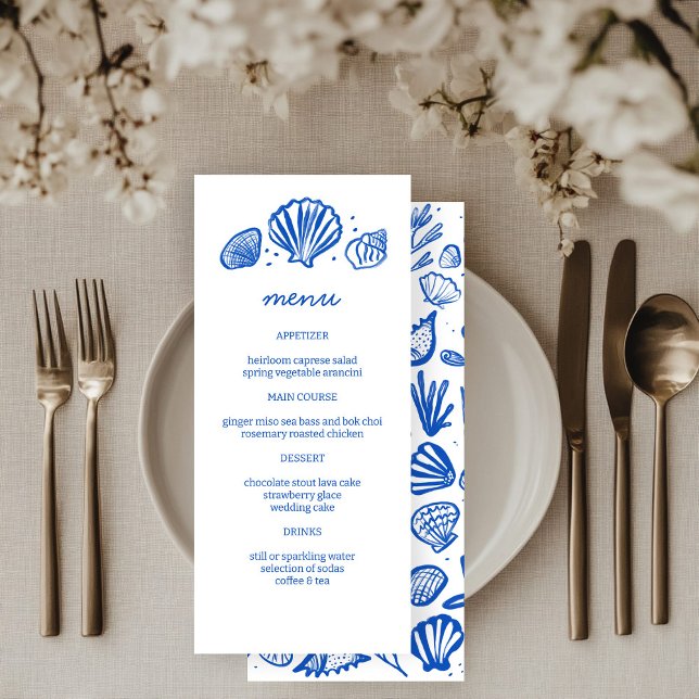 Seashells Frame Beach Wedding CUSTOM Party  Menu (Seashells Frame Beach Wedding CUSTOM Party Menu
)