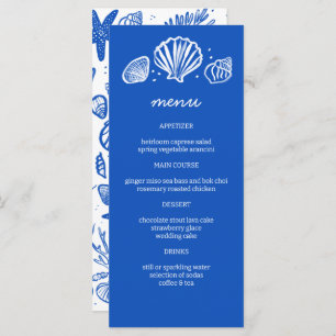Seashells Frame Beach Wedding CUSTOM Party  Menu
