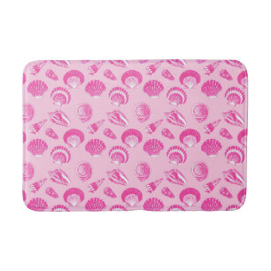 Seashells - Fuchsia pink and white Bath Mat