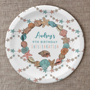 Seashells Girls Birthday Beach Party Paper Plate