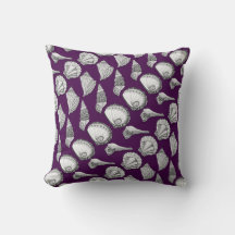 Seashells Hand Drawn in Black and White on Purple