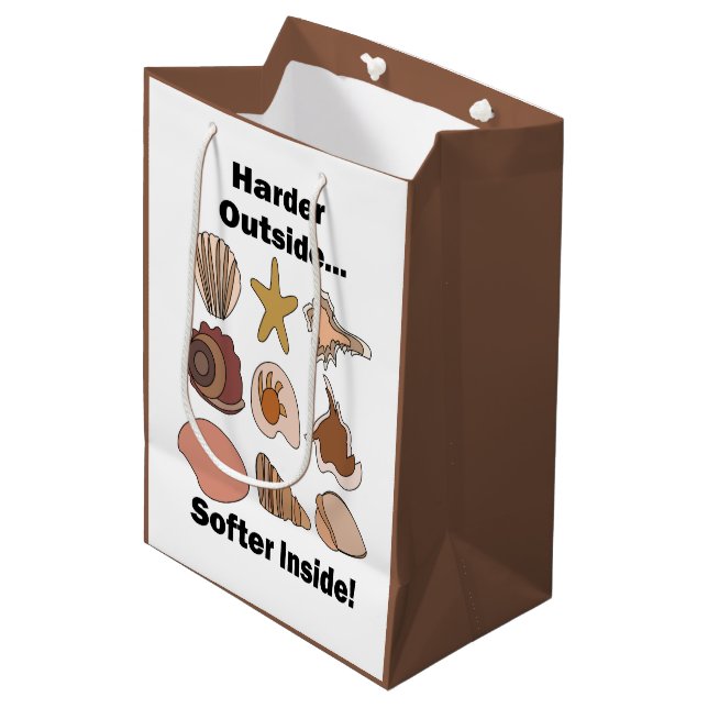 Seashells Hard Outside Soft Inside Attitude Quote Medium Gift Bag (Front Angled)