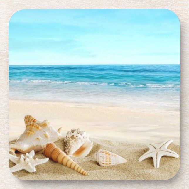 Seashells Hard plastic coasters (Front)