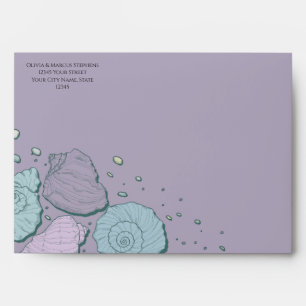 Seashells in Lilac and Dusty Blue Envelope