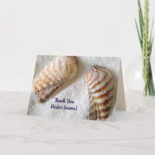 Seashells in Sand Pastor Clergy Thank You Card