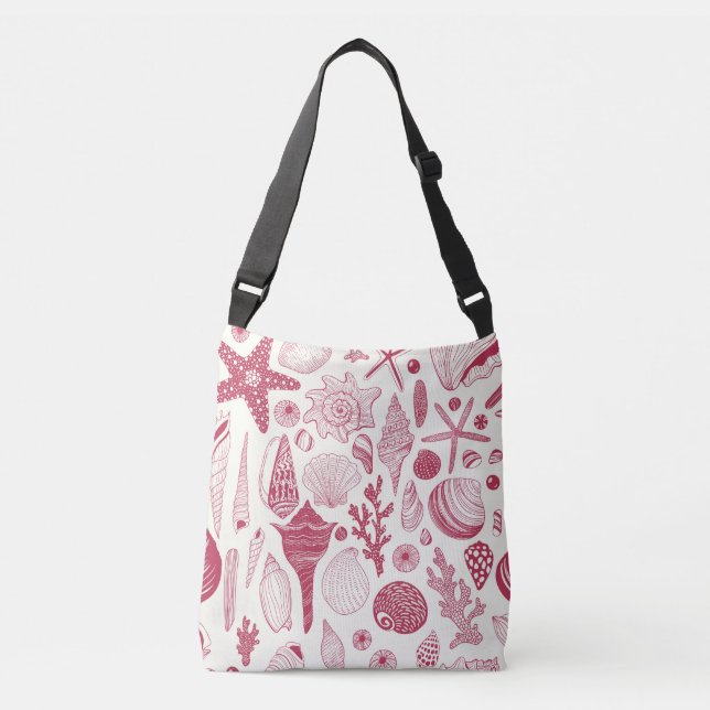 Seashells in Viva Magenta- Colour of the Year 2023 Crossbody Bag (Front)
