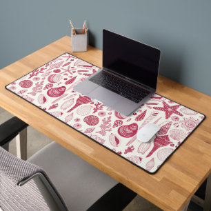 Seashells in Viva Magenta- Colour of the Year 2023 Desk Mat