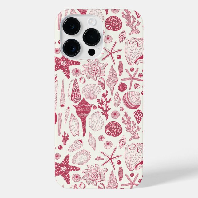 Seashells in Viva Magenta- Colour of the Year 2023 iPhone Case (Back)