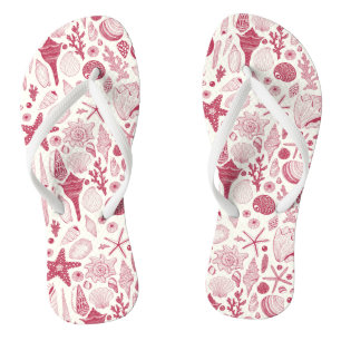 Seashells in Viva Magenta- Colour of the Year 2023 Jandals