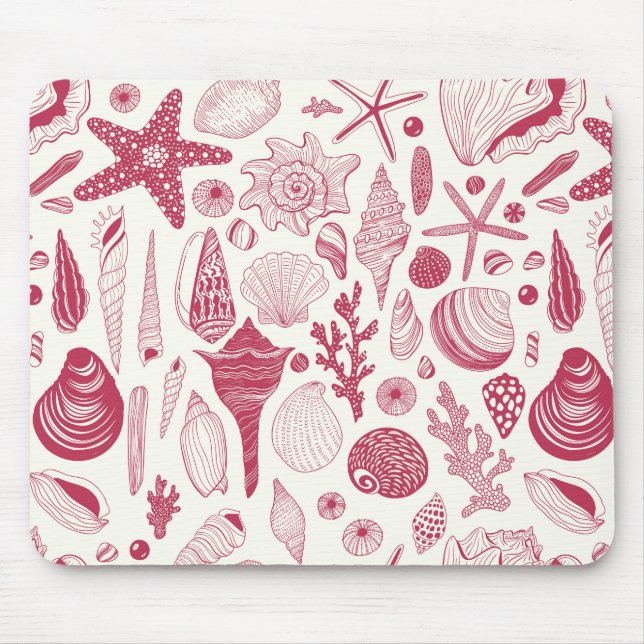 Seashells in Viva Magenta- Colour of the Year 2023 Mouse Pad (Front)