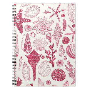 Seashells in Viva Magenta- Colour of the Year 2023 Notebook