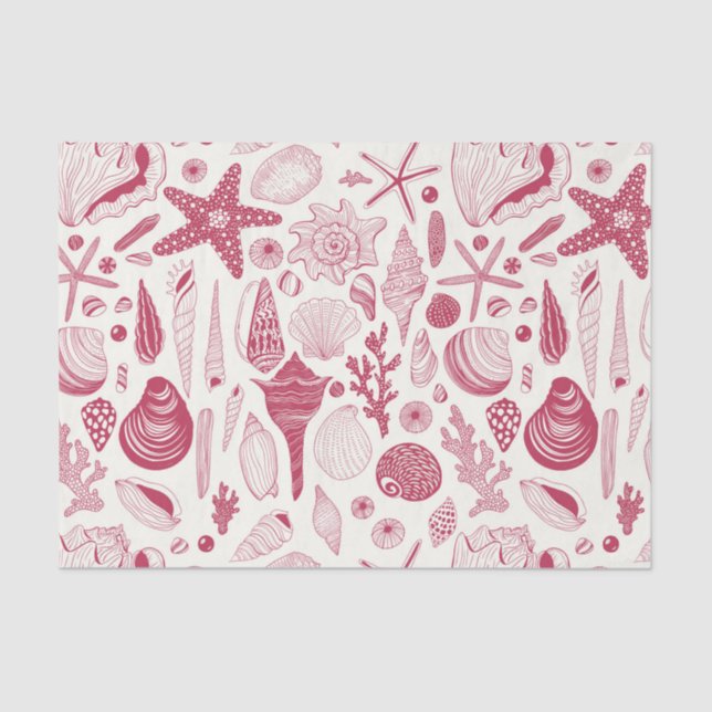 Seashells in Viva Magenta- Colour of the Year 2023 Tissue Paper (Front)