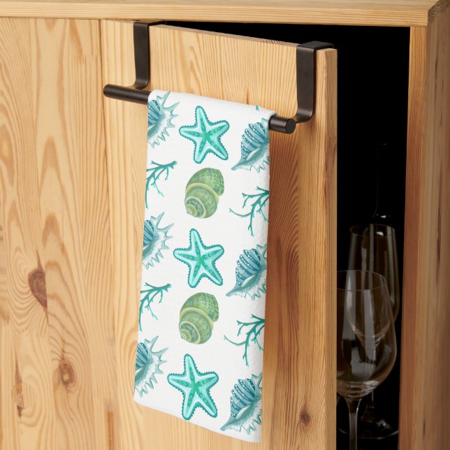 Seashells Kitchen Dish Towel (Thirds Fold)