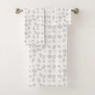 Seashells light grey bath towel set
